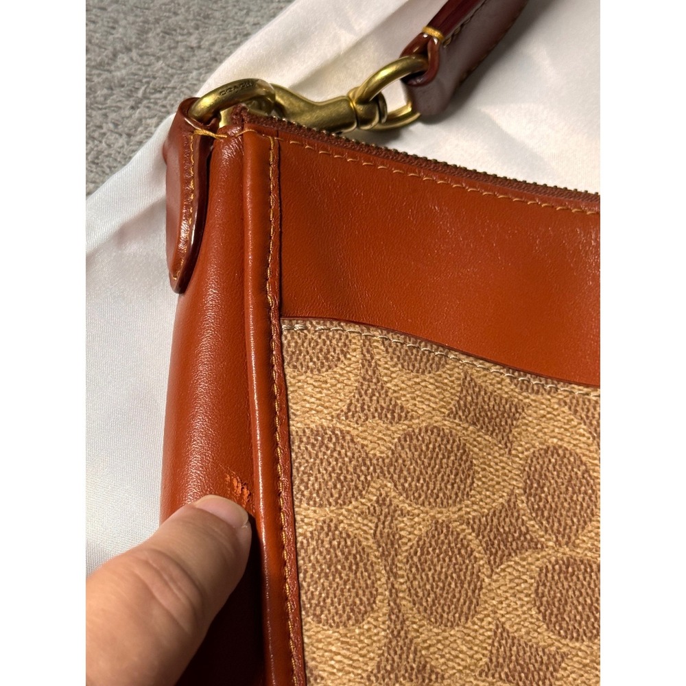 Coach Chaise Crossbody Bag Signature Coated Canvas Leather Tan Brown C8487 - Picture 3 of 15